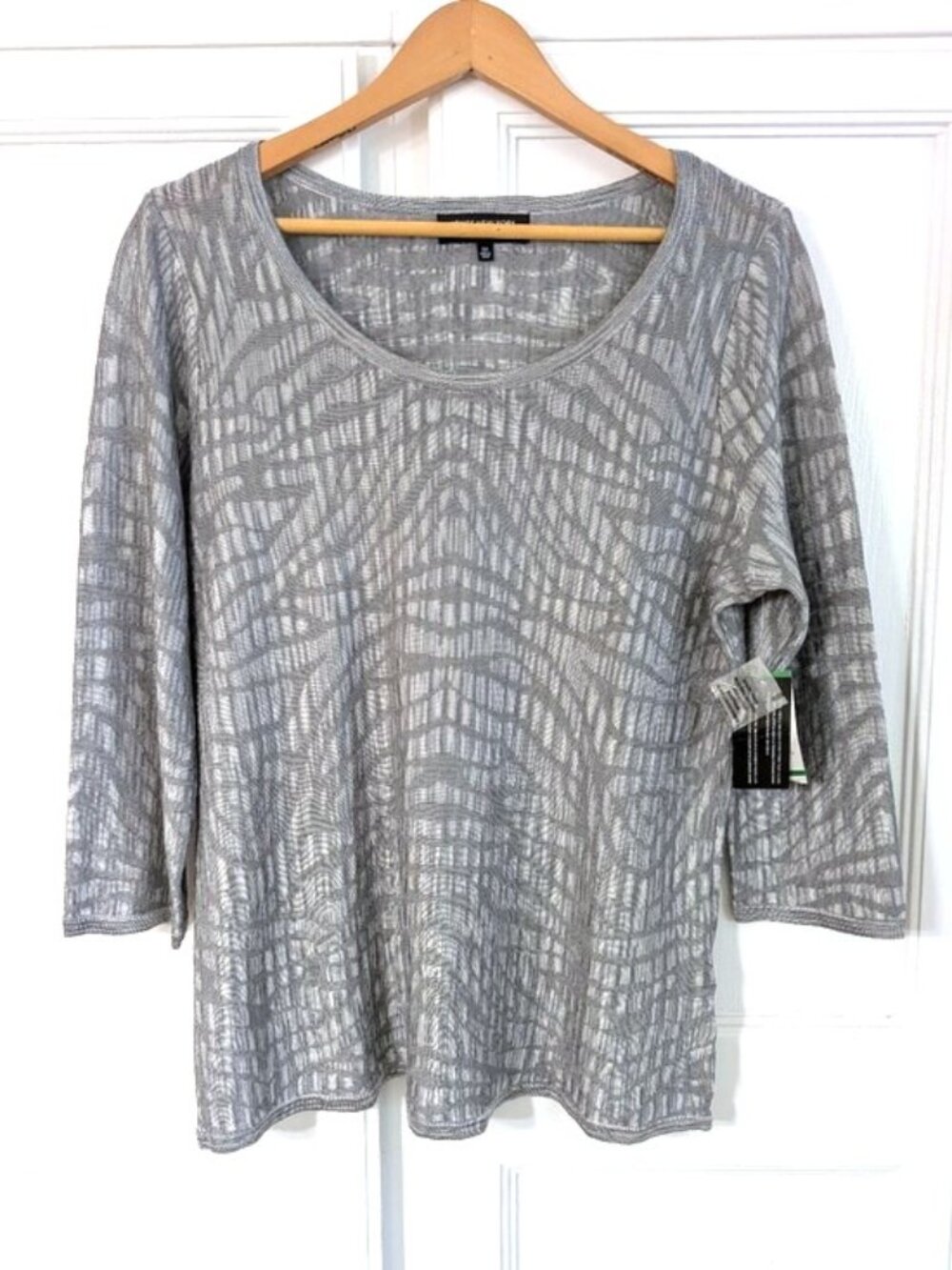 JNY Light Gray Patterned Scoop Neck Women's Top Size 0X